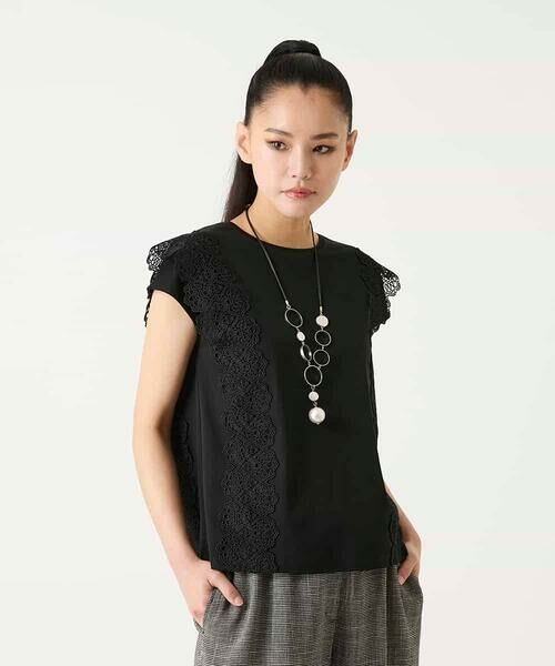 HIROKO BIS GRANDE / ヒロコビス グランデ カットソー | 【大きいサイズ】サイドレースフレンチスリーブカットソー | 詳細19