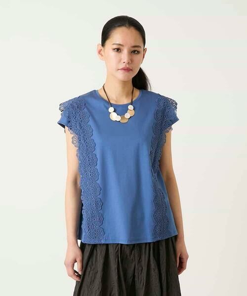 HIROKO BIS GRANDE / ヒロコビス グランデ カットソー | 【大きいサイズ】サイドレースフレンチスリーブカットソー | 詳細6