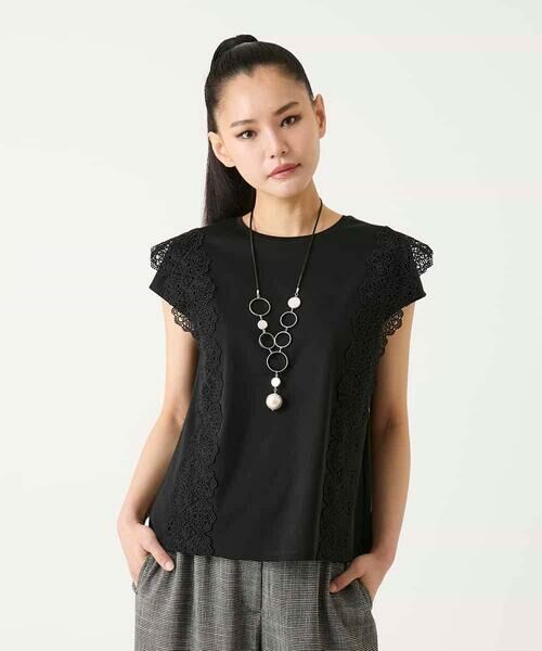 HIROKO BIS GRANDE / ヒロコビス グランデ カットソー | 【大きいサイズ】サイドレースフレンチスリーブカットソー | 詳細8