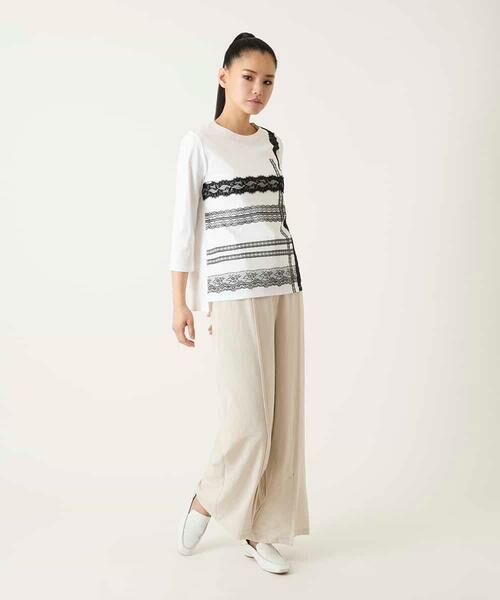 HIROKO BIS GRANDE / ヒロコビス グランデ カットソー | 【大きいサイズ】レーステープデザインコットンカットソー | 詳細15