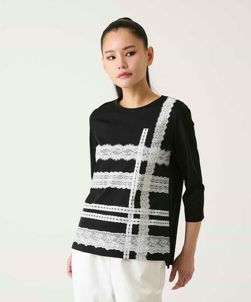 HIROKO BIS GRANDE / ヒロコビス グランデ カットソー | 【大きいサイズ】レーステープデザインコットンカットソー | 詳細17