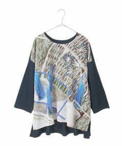 HIROKO BIS GRANDE / ヒロコビス グランデ カットソー | 【大きいサイズ】グラフィカルプリントプルオーバー