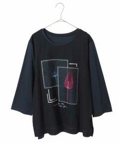 HIROKO BIS GRANDE / ヒロコビス グランデ カットソー | 【大きいサイズ】異素材ジョイントコラージュデザインカットソー