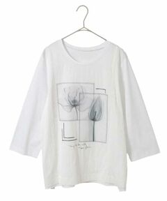 HIROKO BIS GRANDE / ヒロコビス グランデ カットソー | 【大きいサイズ】異素材ジョイントコラージュデザインカットソー