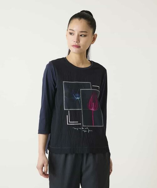 HIROKO BIS GRANDE / ヒロコビス グランデ カットソー | 【大きいサイズ】異素材ジョイントコラージュデザインカットソー | 詳細15