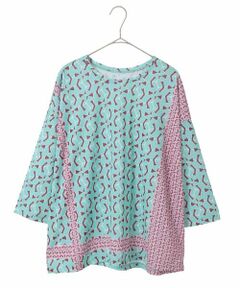 HIROKO BIS GRANDE / ヒロコビス グランデ カットソー | 【大きいサイズ】幾何デザインボックスシルエットブラウス