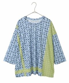 HIROKO BIS GRANDE / ヒロコビス グランデ カットソー | 【大きいサイズ】幾何デザインボックスシルエットブラウス