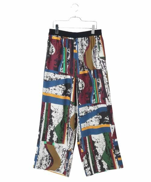 HIROKO BIS GRANDE / ヒロコビス グランデ その他パンツ | 【大きいサイズ】アートパネルデザインワイドパンツ（ホワイト）
