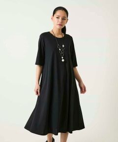 HIROKO BIS GRANDE / ヒロコビス グランデ ロング・マキシ丈ワンピース | 【大きいサイズ】切り替えフレアジャージーワンピース