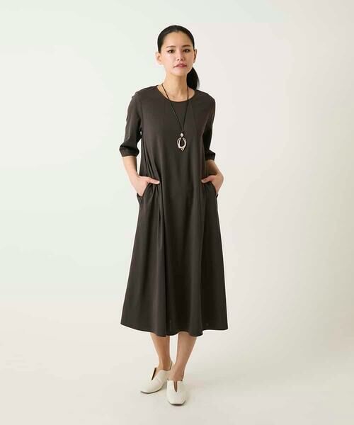 HIROKO BIS GRANDE / ヒロコビス グランデ ロング・マキシ丈ワンピース | 【大きいサイズ】切り替えフレアジャージーワンピース /洗濯機で洗える | 詳細26