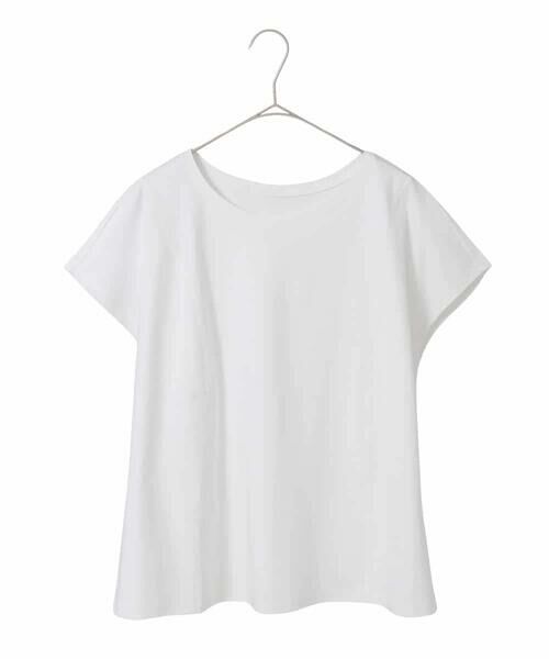 HIROKO BIS GRANDE / ヒロコビス グランデ カットソー | 【大きいサイズ】フレンチスリーブコットンカットソー（ホワイト）