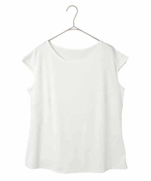 HIROKO BIS GRANDE / ヒロコビス グランデ カットソー | 【大きいサイズ】キャップスリーブデザインカットソー（ホワイト）