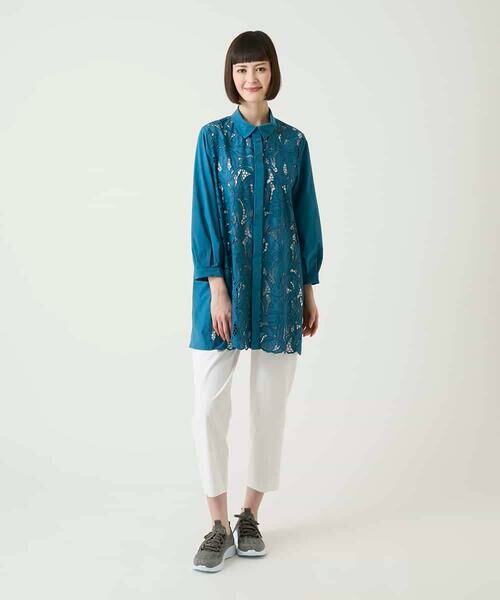 HIROKO BIS GRANDE / ヒロコビス グランデ チュニック | 【大きいサイズ】フラワー刺繍コットンロングシャツ | 詳細8