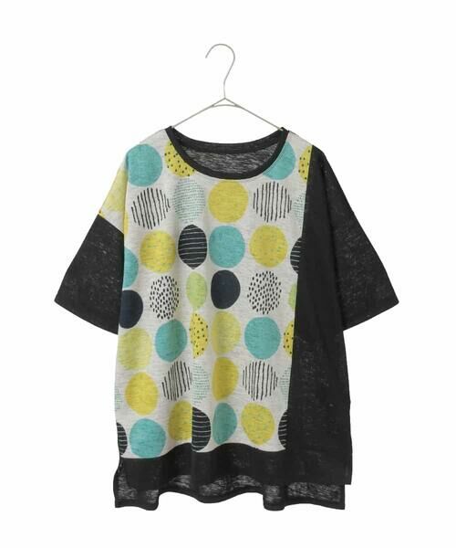 HIROKO BIS GRANDE / ヒロコビス グランデ カットソー | カラフルパターンドットTシャツ（アイボリー）