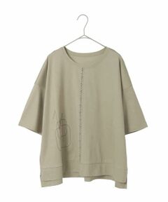HIROKO BIS GRANDE / ヒロコビス グランデ カットソー | 【大きいサイズ/接触冷感】ミシンステッチボクシーシルエットTシャツ /洗える