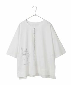HIROKO BIS GRANDE / ヒロコビス グランデ カットソー | 【大きいサイズ/接触冷感】ミシンステッチボクシーシルエットTシャツ /洗える