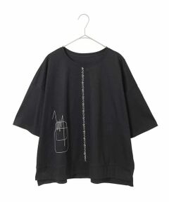 HIROKO BIS GRANDE / ヒロコビス グランデ カットソー | 【大きいサイズ/接触冷感】ミシンステッチボクシーシルエットTシャツ /洗える