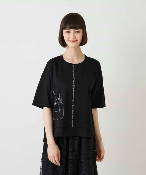 HIROKO BIS GRANDE / ヒロコビス グランデ カットソー | 【大きいサイズ/接触冷感】ミシンステッチボクシーシルエットTシャツ /洗える | 詳細8