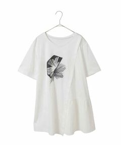 HIROKO BIS GRANDE / ヒロコビス グランデ チュニック | 【接触冷感】刺繍モチーフアシンメトリーチュニックTシャツ