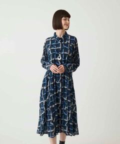 HIROKO BIS GRANDE / ヒロコビス グランデ ロング・マキシ丈ワンピース | 【大きいサイズ】変形チェックシアーワンピース