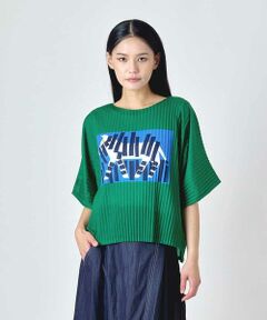 HIROKO BIS GRANDE / ヒロコビス グランデ カットソー | 【大きいサイズ】シマウマプリントプリーツデザインTシャツ