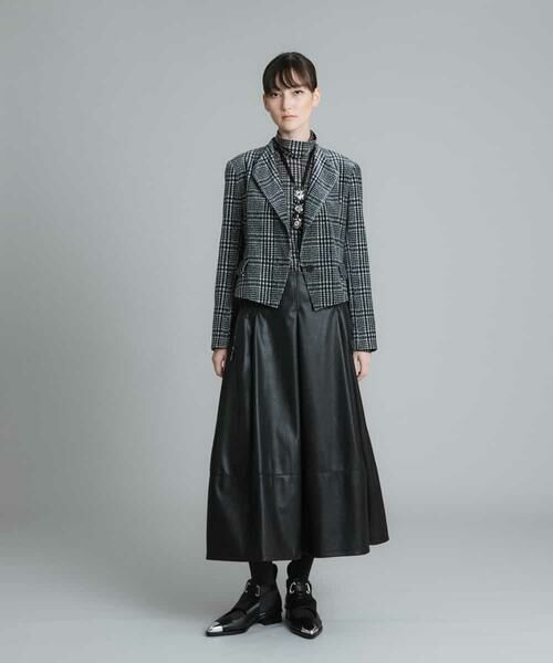 サクラ 21AW スカート フェイクレザー プリーツ ロング イレギュラーヘム