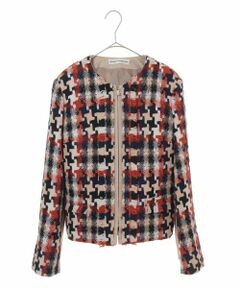 HIROKO KOSHINO / ヒロココシノ ノーカラージャケット | 【日本製】ツイードノーカラージャケット