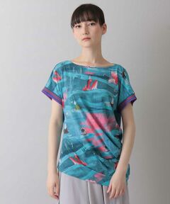 【洗える/日本製】BIRD SWIMMINGプリントデザインTシャツ