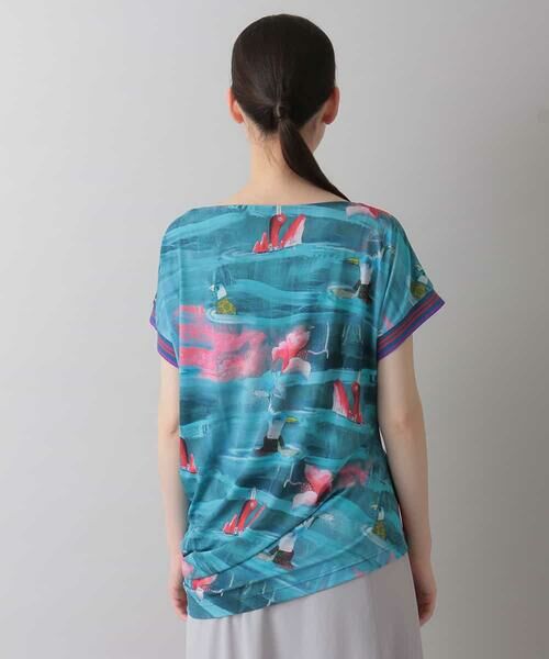 HIROKO KOSHINO / ヒロココシノ カットソー | 【洗える/日本製】BIRD SWIMMINGプリントデザインTシャツ | 詳細2