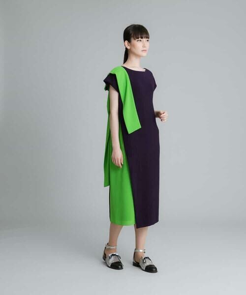 HIROKO KOSHINO / ヒロココシノ ドレス | 【日本製】クレープジョーゼットアシンメトリードレス | 詳細10