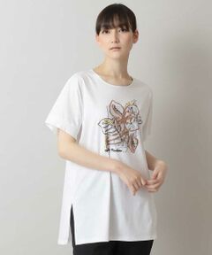 【洗える/日本製】フラワーエンブロイダリーTシャツ