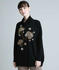 HIROKO KOSHINO / ヒロココシノ カットソー | 【洗える/日本製】フラワーエンブロイダリープルオーバー