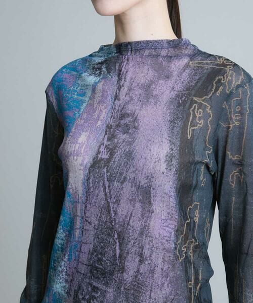 HIROKO KOSHINO / ヒロココシノ カットソー | 【洗える/日本製】ナイロンチュールプリントカットソー | 詳細4