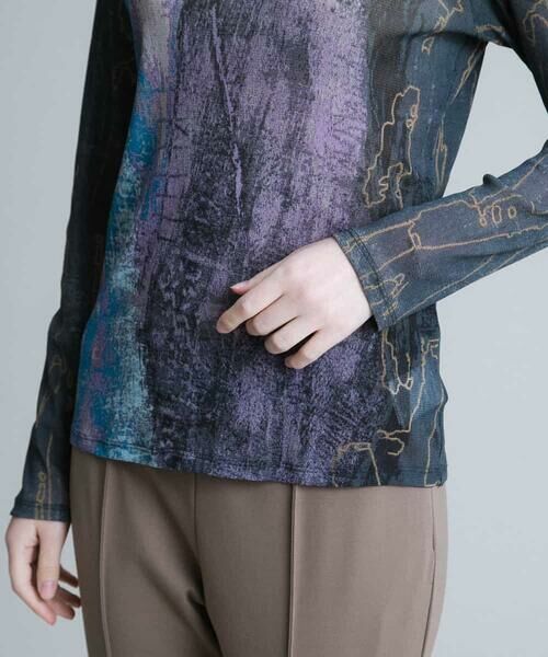 HIROKO KOSHINO / ヒロココシノ カットソー | 【洗える/日本製】ナイロンチュールプリントカットソー | 詳細5