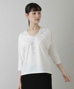 HIROKO KOSHINO / ヒロココシノ カットソー | 【洗える/日本製】エンブロイダリープルオーバー