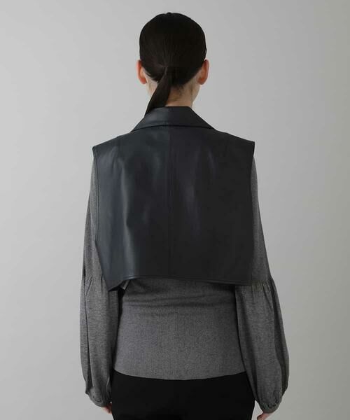 HIROKO KOSHINO / ヒロココシノ ベスト | デザインレザーショートベスト | 詳細2