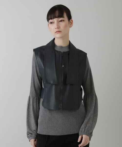 HIROKO KOSHINO / ヒロココシノ ベスト | デザインレザーショートベスト | 詳細9
