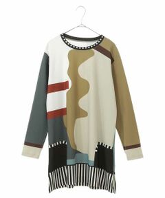 HIROKO KOSHINO / ヒロココシノ チュニック | 【洗濯機で洗える/日本製】カラーブロックストレッチチュニック