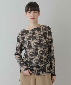 HIROKO KOSHINO / ヒロココシノ カットソー | 【洗える/日本製】レースチュールプリントカットソー