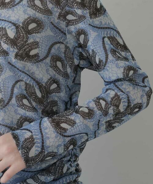 HIROKO KOSHINO / ヒロココシノ カットソー | 【洗える/日本製】レースチュールプリントカットソー | 詳細5