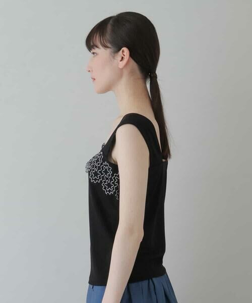 HIROKO KOSHINO / ヒロココシノ ベスト | 【洗える/日本製】レースディテールタンクトップ | 詳細1