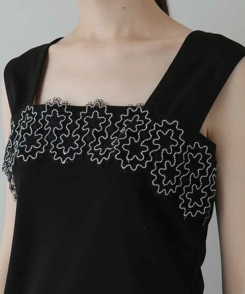 HIROKO KOSHINO / ヒロココシノ ベスト | 【洗える/日本製】レースディテールタンクトップ | 詳細4