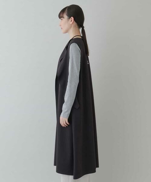 HIROKO KOSHINO / ヒロココシノ ベスト | 【日本製】フリルニットロングジレ | 詳細1