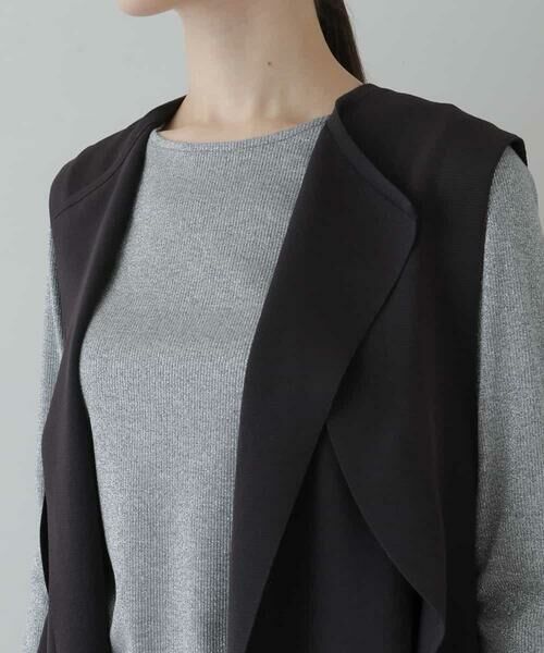 HIROKO KOSHINO / ヒロココシノ ベスト | 【日本製】フリルニットロングジレ | 詳細4