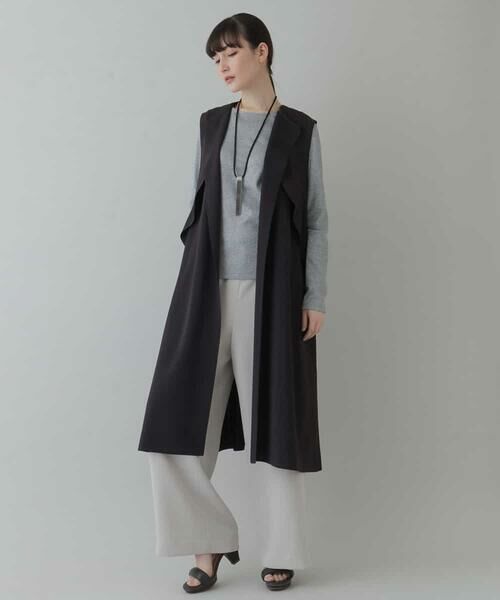 HIROKO KOSHINO / ヒロココシノ ベスト | 【日本製】フリルニットロングジレ | 詳細8