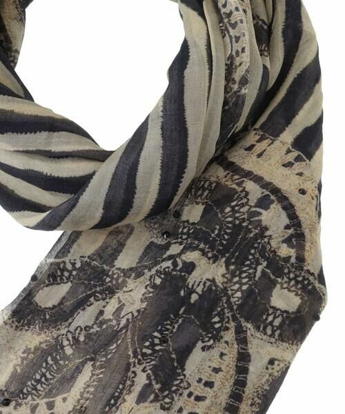 HIROKO KOSHINO / ヒロココシノ マフラー・ショール・スヌード・ストール | レース&ストライプパターンスカーフ | 詳細4