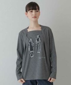 HIROKO KOSHINO / ヒロココシノ カットソー | 【洗える/日本製】コットン天竺ボーダーカットソー