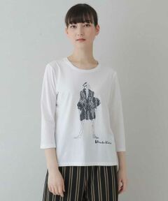 HIROKO KOSHINO / ヒロココシノ カットソー | 【洗濯機で洗える/日本製】オリジナルイラスト7分袖Tシャツ