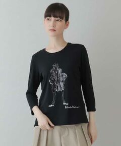 HIROKO KOSHINO / ヒロココシノ カットソー | 【洗濯機で洗える/日本製】オリジナルイラスト7分袖Tシャツ