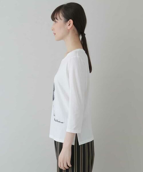 HIROKO KOSHINO / ヒロココシノ カットソー | 【洗濯機で洗える/日本製】オリジナルイラスト7分袖Tシャツ | 詳細1